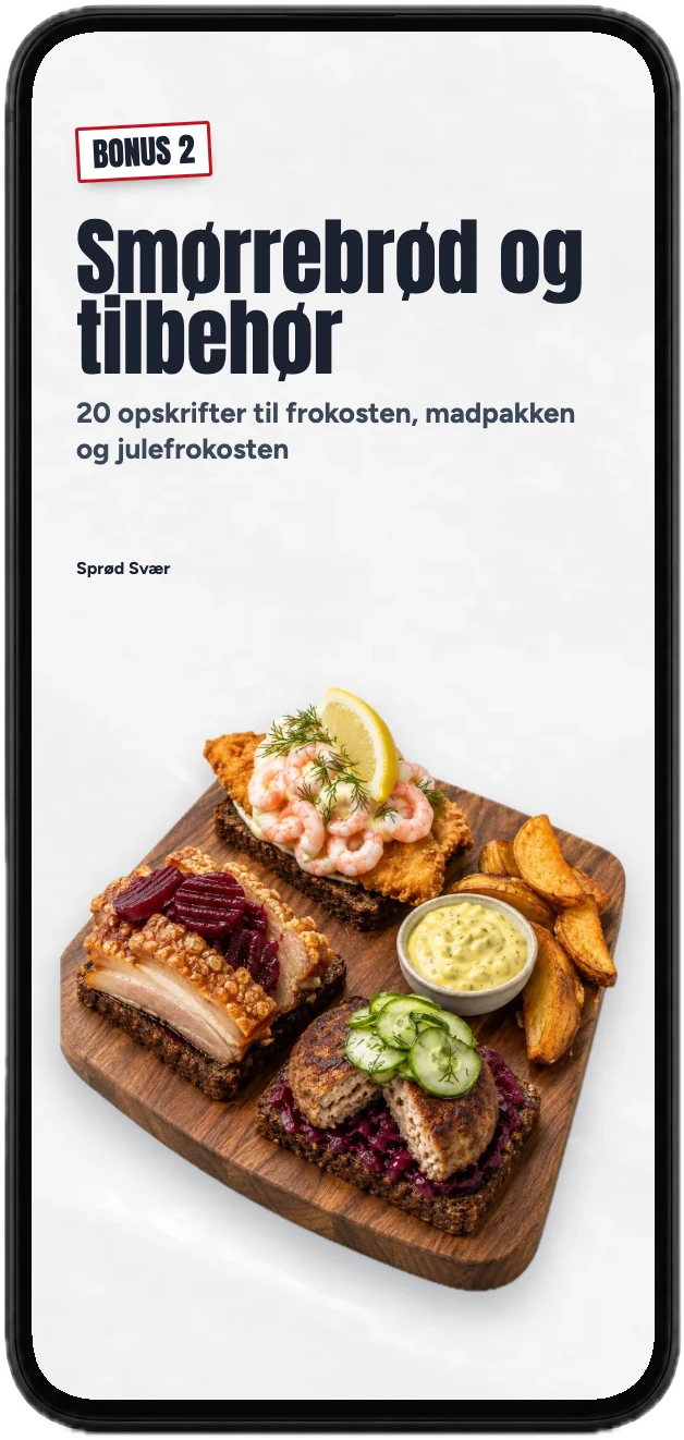 Forsiden af bonussen Smørrebrød og tilbehør på en mobil