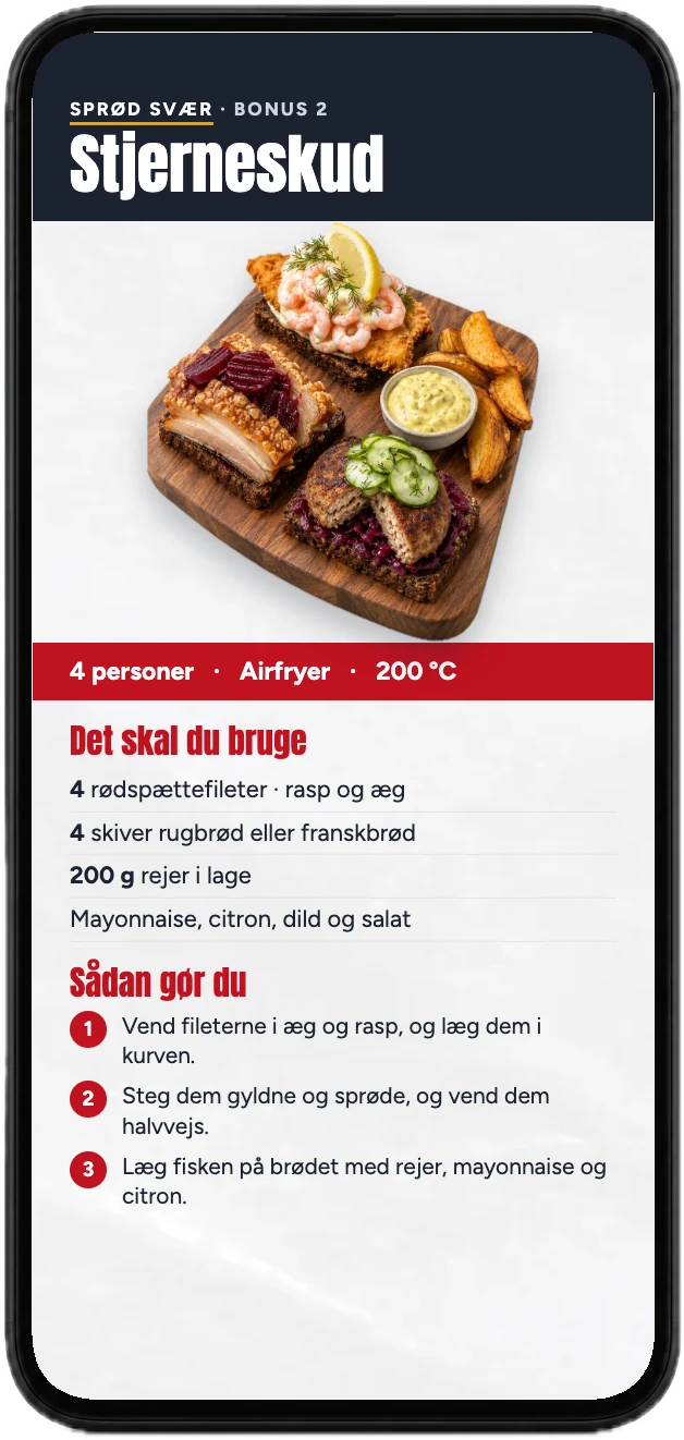 Opskriften på stjerneskud fra bonussen, vist på en mobil