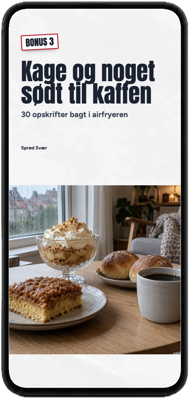 Forsiden af bonussen Kage og noget sødt til kaffen på en mobil