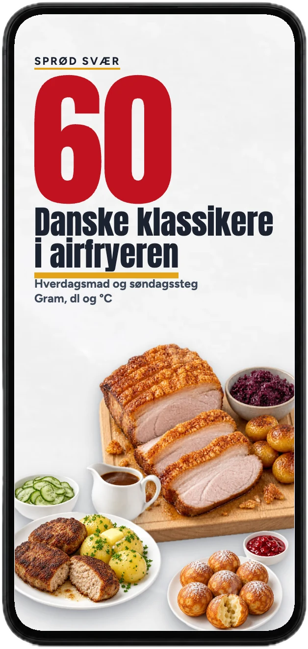 Forsiden af kogebogen med 60 opskrifter på en mobil